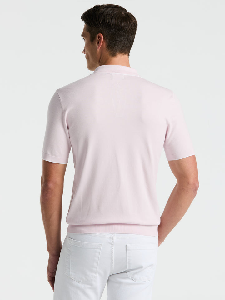 Open Polo Sweater with Tipping Detail (Orchid Ice) 