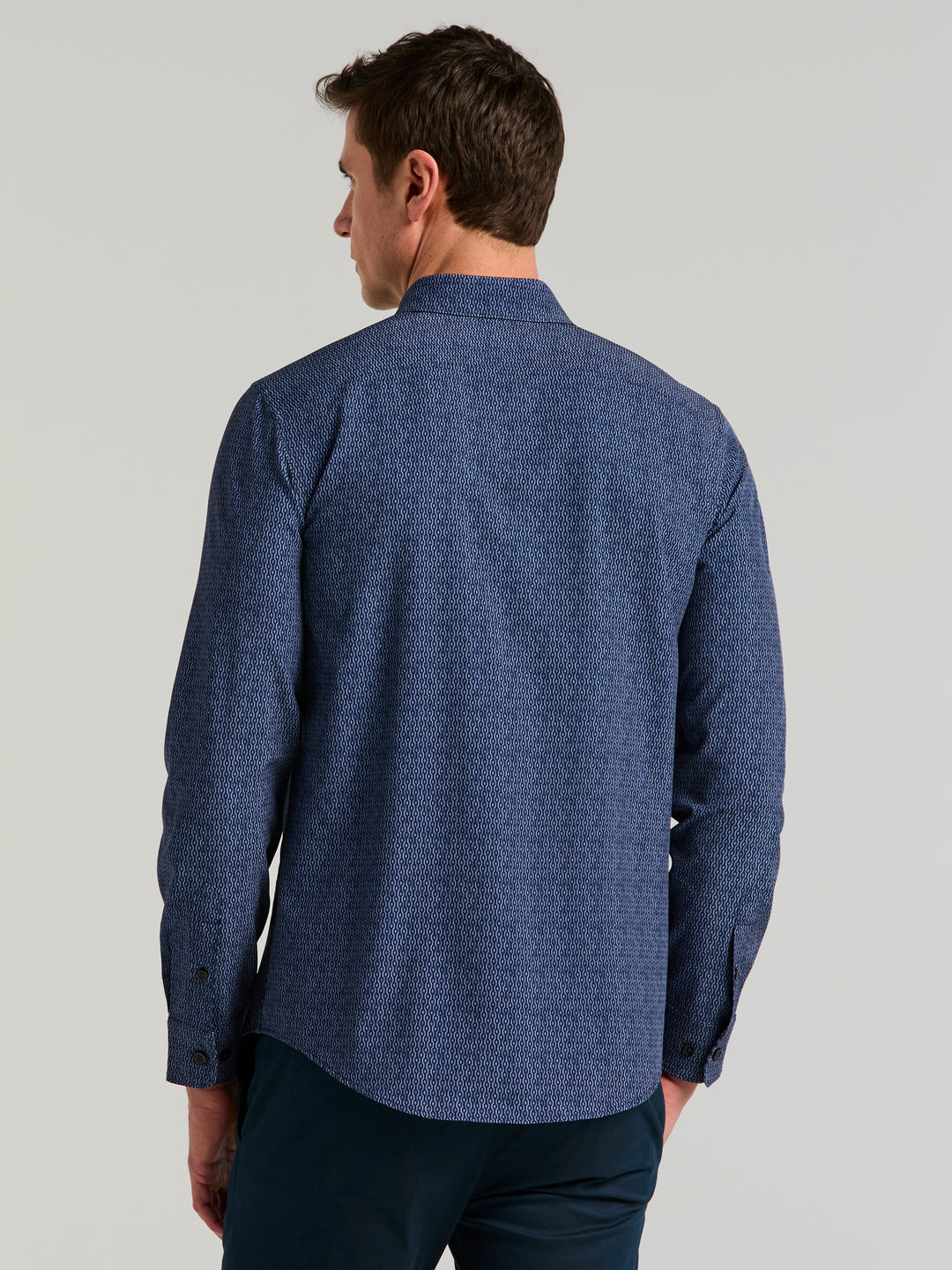Long Sleeve Painted Geo Print Shirt (Pageant Blue) 