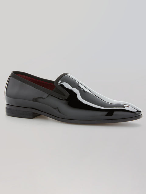 Men's Patent Leather Slip-On Shoes - Formal & Sleek