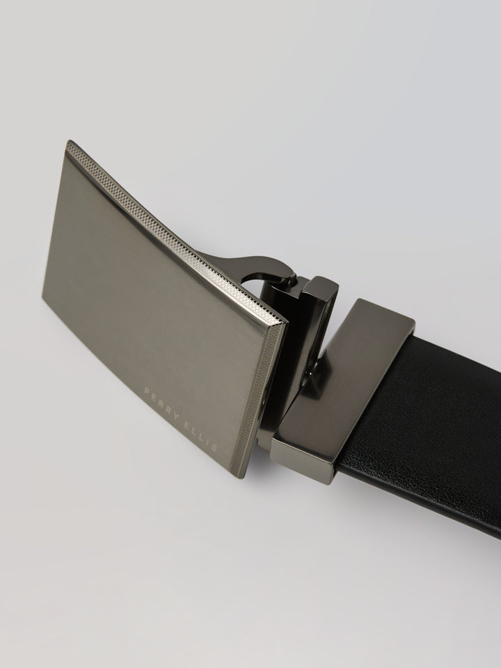 Pattern Plaque Reversible Leather Belt