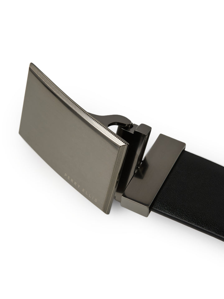 Pattern Plaque Tan and Black Reversible Leather Belt (Blk20) 