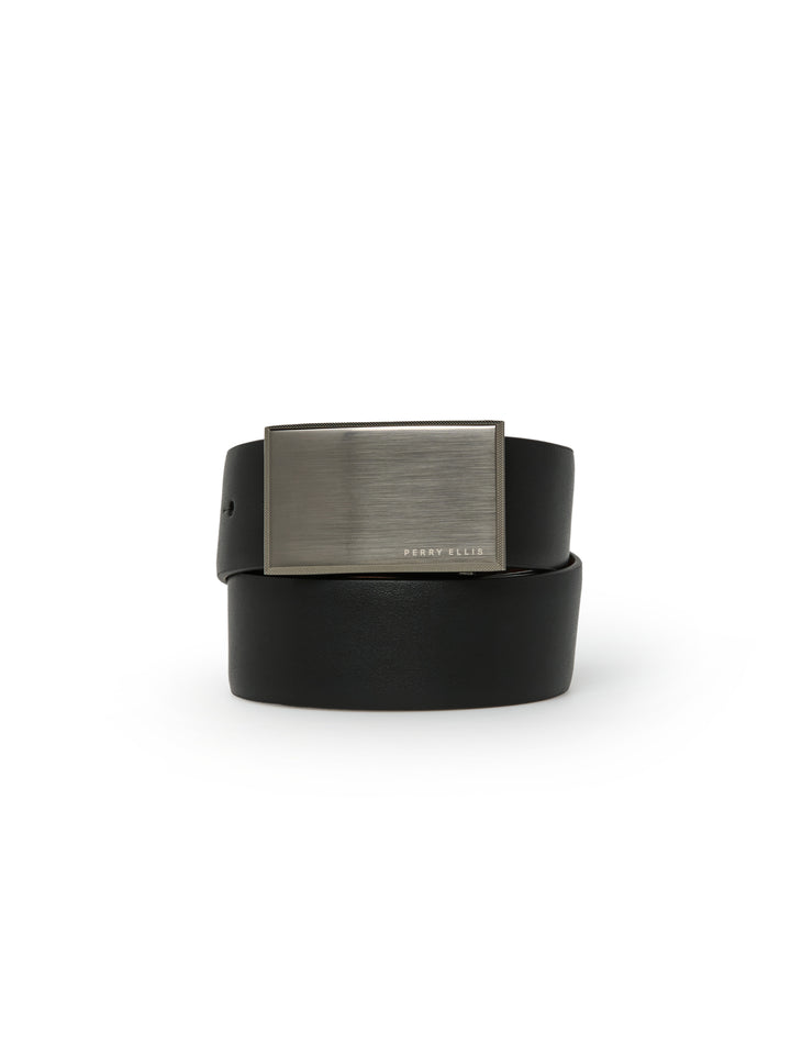 Pattern Plaque Tan and Black Reversible Leather Belt (Blk20) 