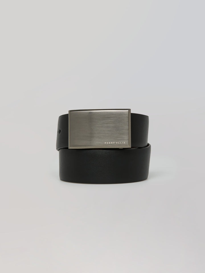 Pattern Plaque Reversible Leather Belt