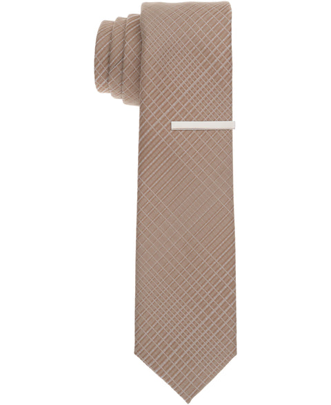 Pearce Plaid Slim Tie (Taupe) 