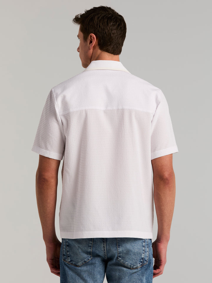 Men's Short Sleeve Performance Camp Collar Shirt (Bright White) 