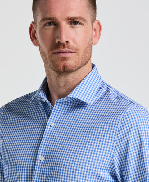 Perfect Tech Gingham Print Shirt (Blue) 