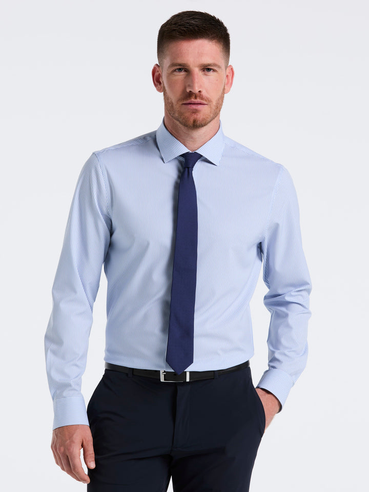 Perfect Tech Striped Print Shirt (Slate Blue) 