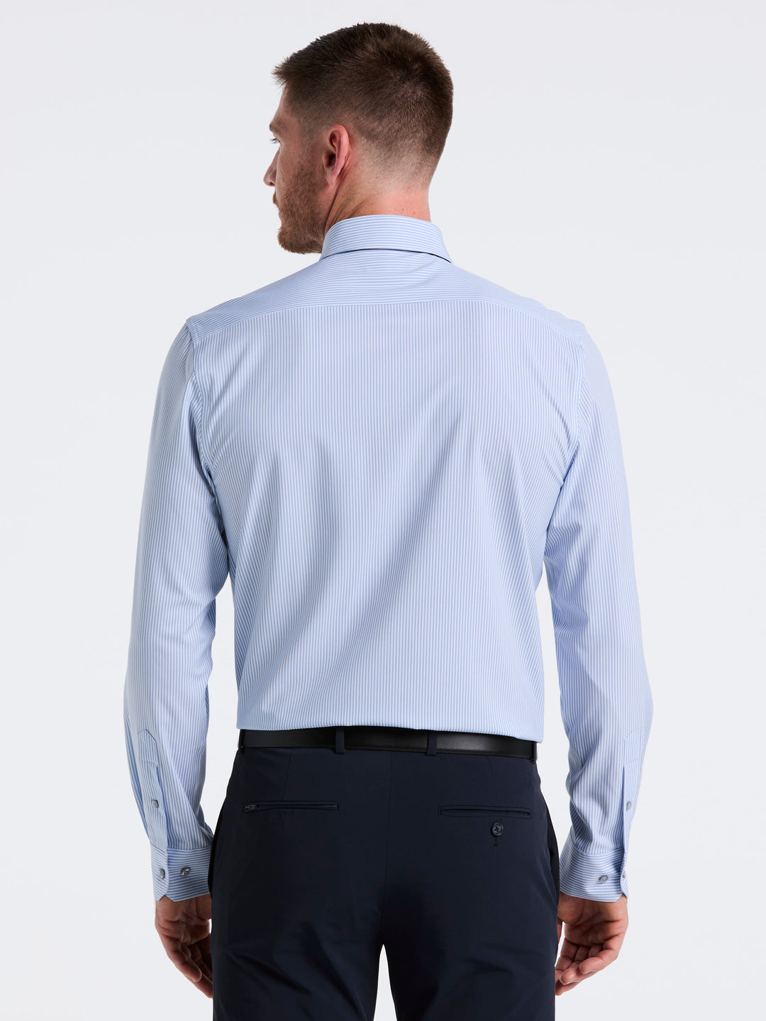Perfect Tech Striped Print Shirt (Slate Blue) 