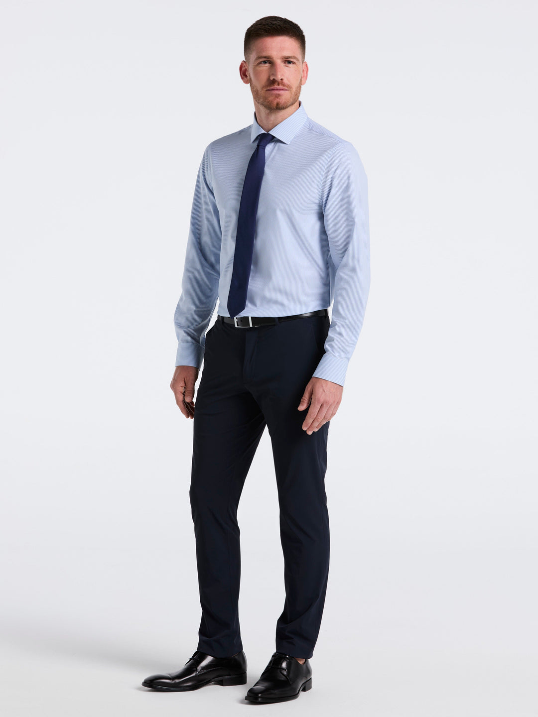 Perfect Tech Striped Print Shirt (Slate Blue) 