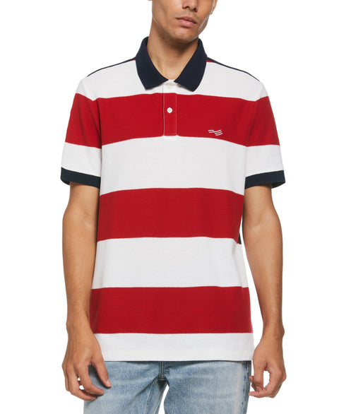Pique Stripe Heritage Polo (Haute Red) 