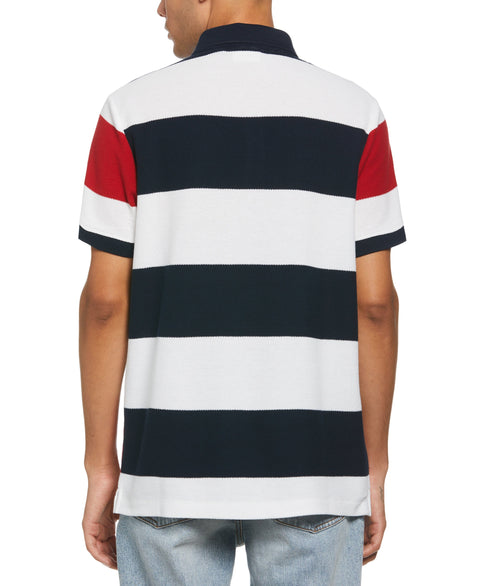 Pique Stripe Heritage Polo (Haute Red) 