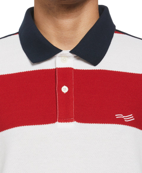 Pique Stripe Heritage Polo (Haute Red) 