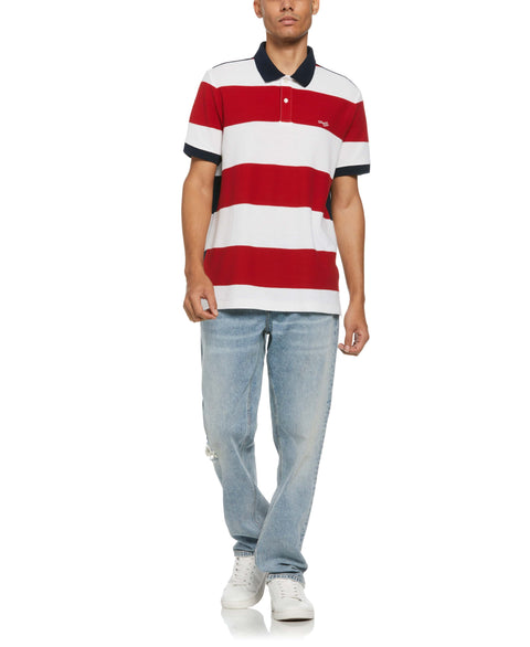 Pique Stripe Heritage Polo (Haute Red) 