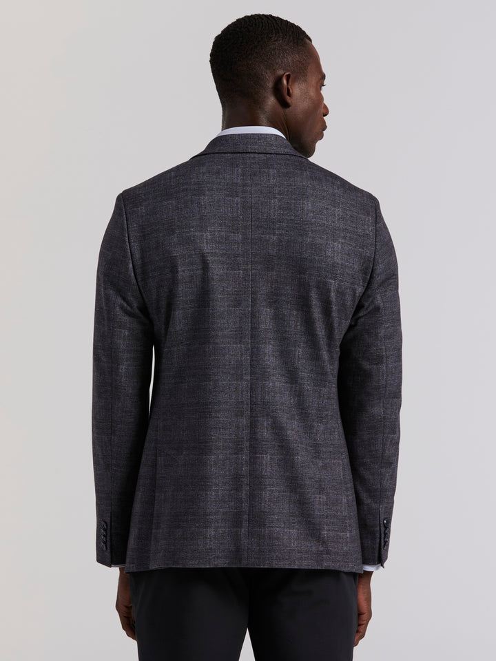 Plaid Knit Skinny Fit Sport Coat (Blue) 