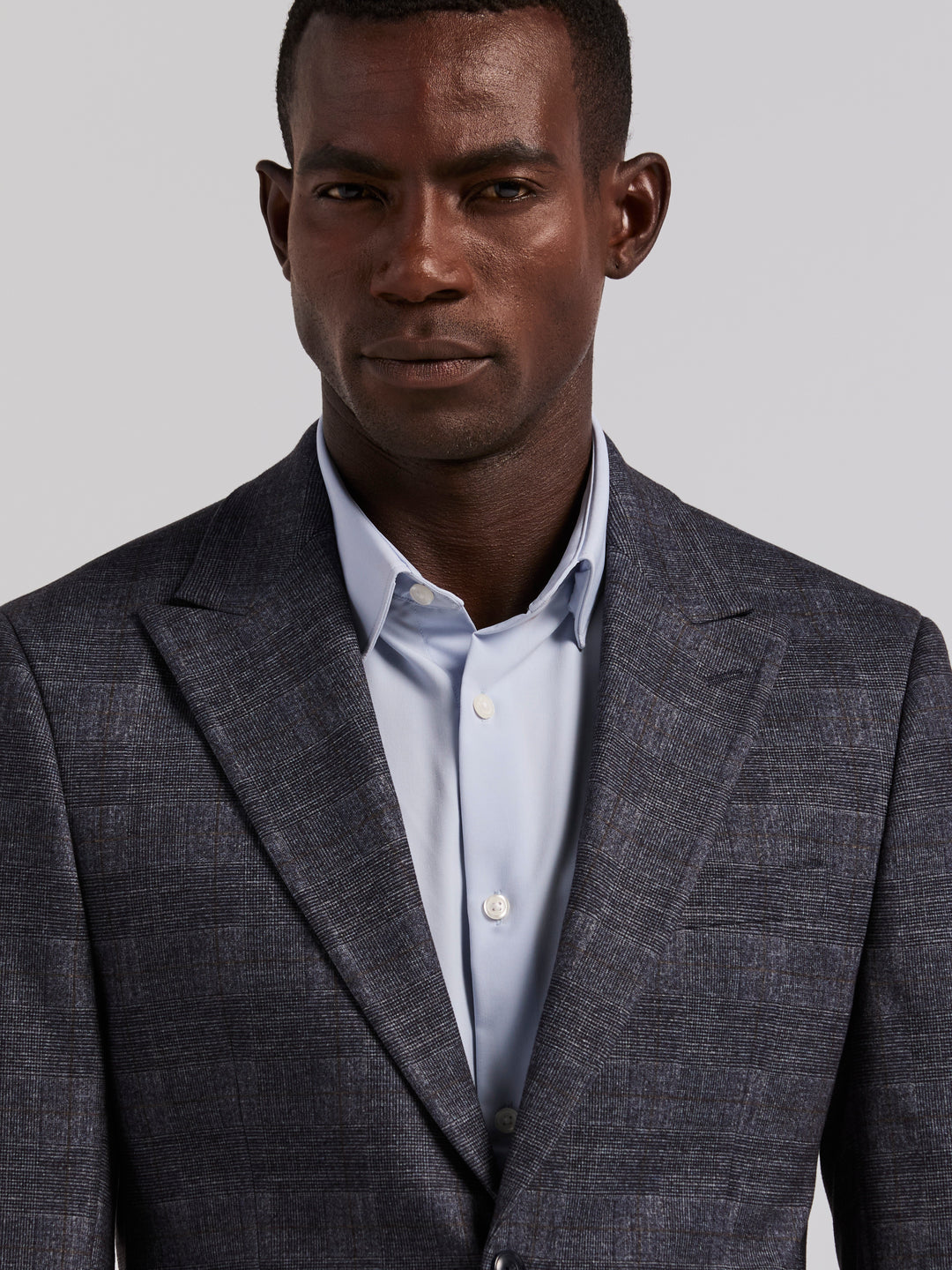 Plaid Knit Skinny Fit Sport Coat (Blue) 