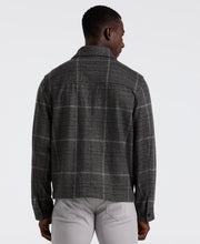 Bold Power Plaid Print Knit Short Jacket (Charcoal) 