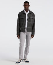 Bold Power Plaid Print Knit Short Jacket (Charcoal) 