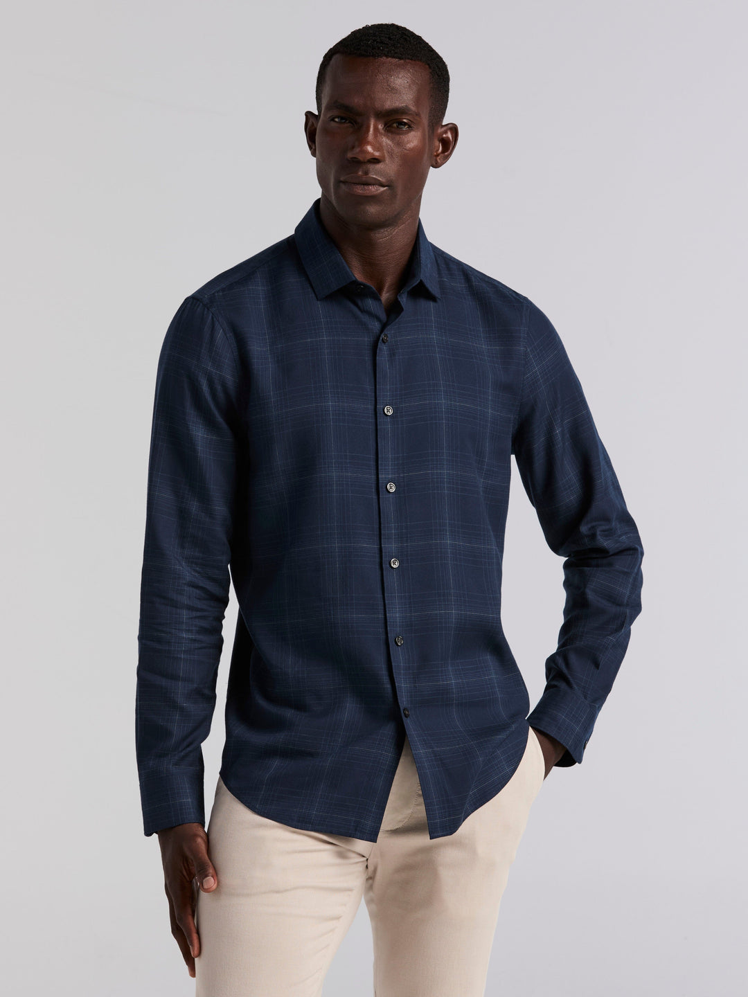 Plaid Tencel Shirt (Dark Sapphire) 