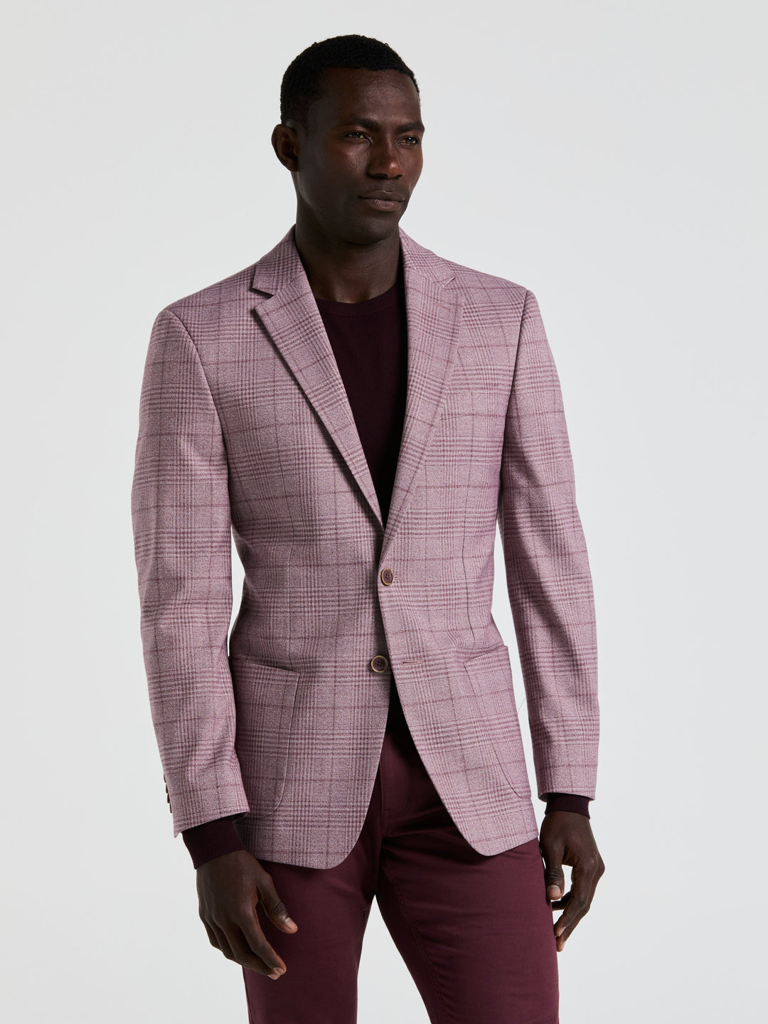 Plaid Print Sports Coat (Pink) 