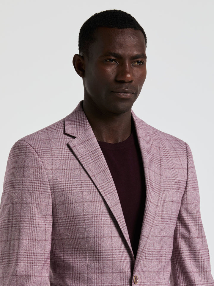 Plaid Print Sports Coat (Pink) 