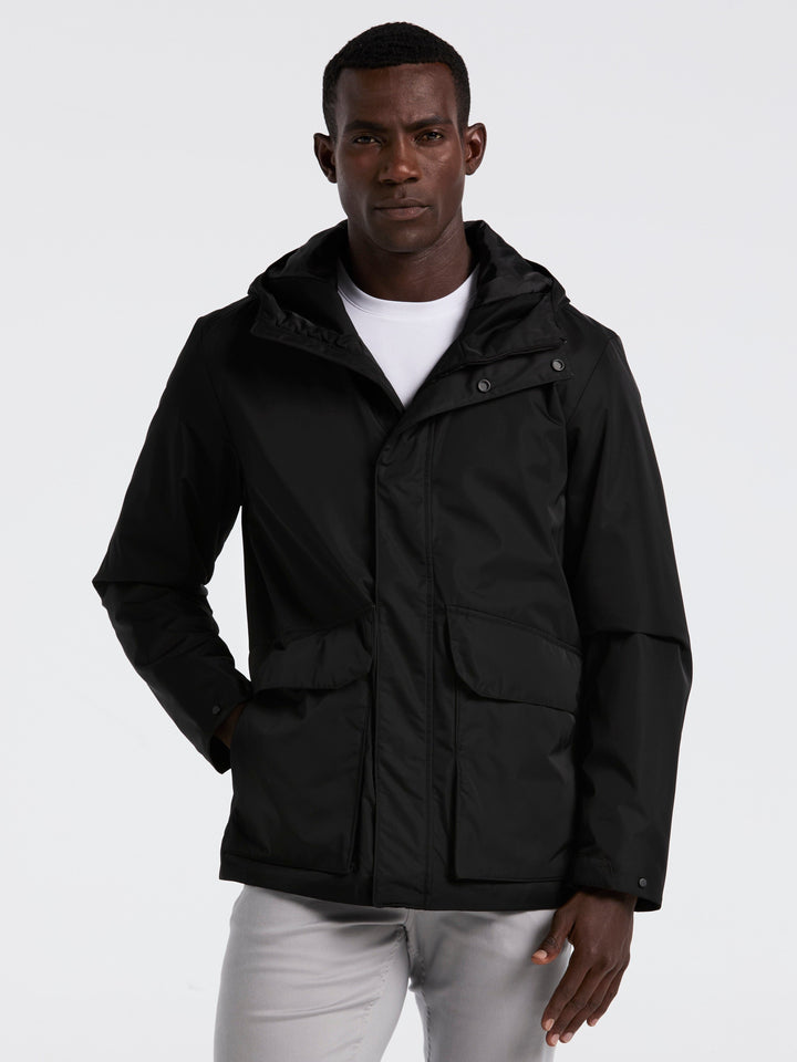 Plainweave Insulated Hooded Jacket (Black) 