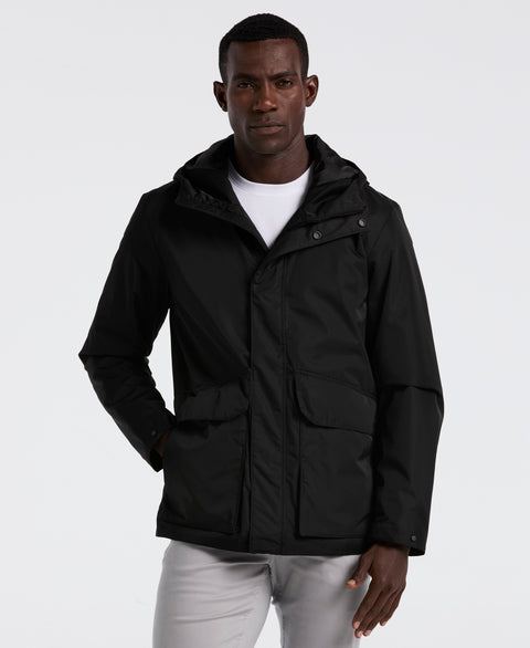 Plainweave Insulated Hooded Jacket (Black) 