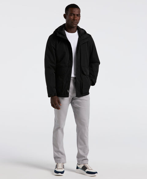 Plainweave Insulated Hooded Jacket (Black) 