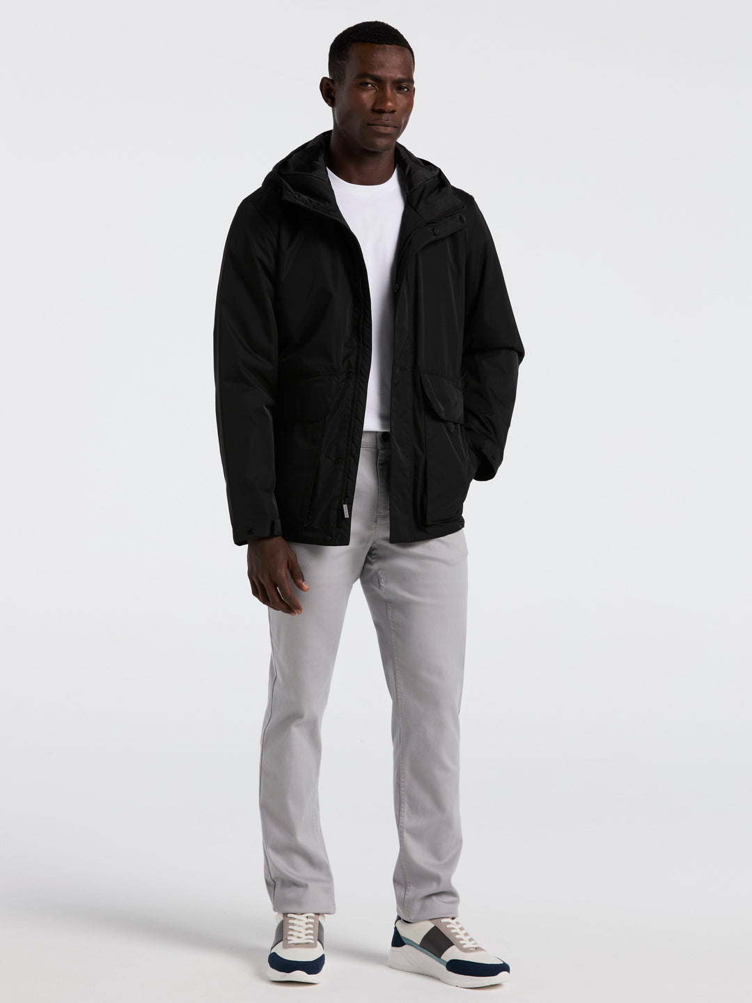 Plainweave Insulated Hooded Jacket (Black) 