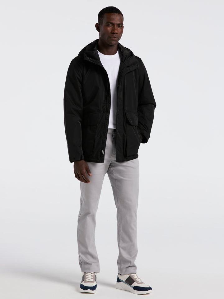 Plainweave Insulated Hooded Jacket (Black) 
