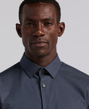 Polka Dot Print Long Sleeve Slim Fit Shirt (Dark Sapphire) 