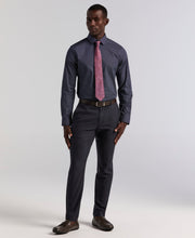 Polka Dot Print Long Sleeve Slim Fit Shirt (Dark Sapphire) 