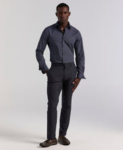 Polka Dot Print Long Sleeve Slim Fit Shirt (Dark Sapphire) 