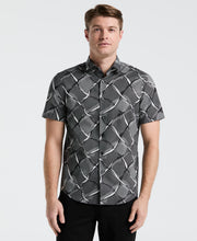 Poplin Linework Grid Print Shirt (Black) 