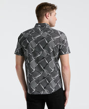 Poplin Linework Grid Print Shirt (Black) 