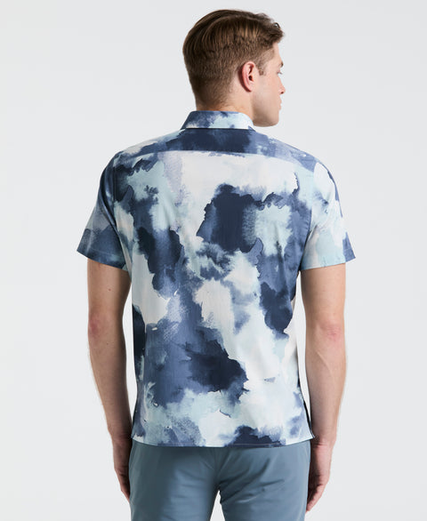 Poplin Watercolour Print Shirt (Blue Mirage) 