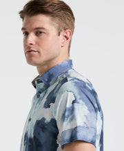 Poplin Watercolour Print Shirt (Blue Mirage) 