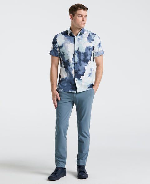 Poplin Watercolour Print Shirt (Blue Mirage) 