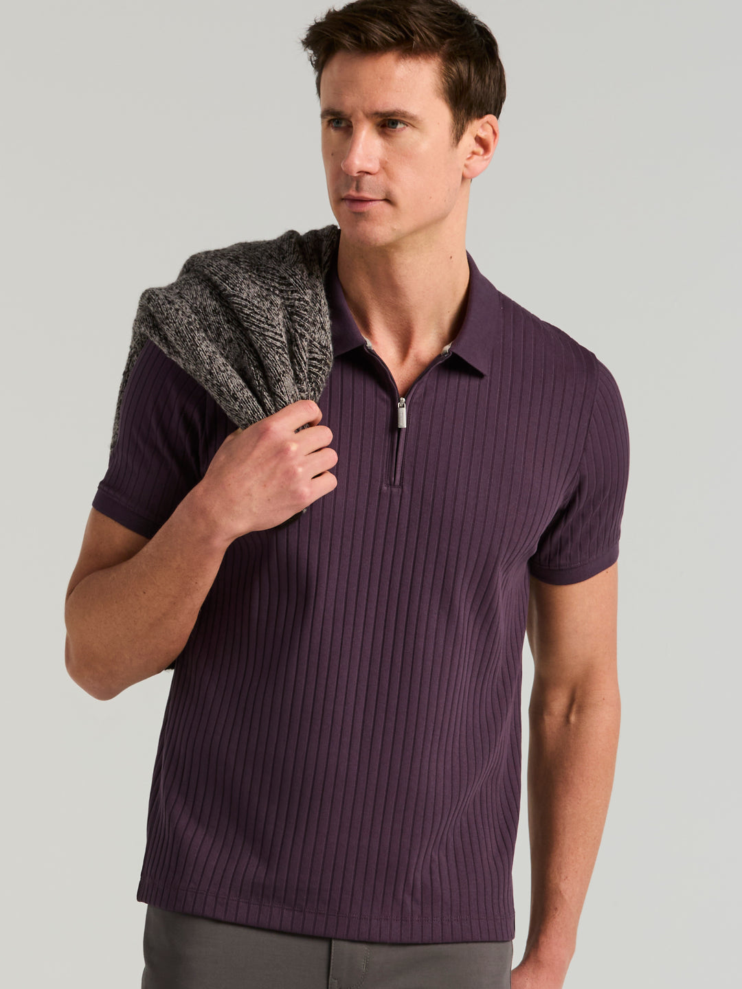 Quarter Zip Ribbed Polo