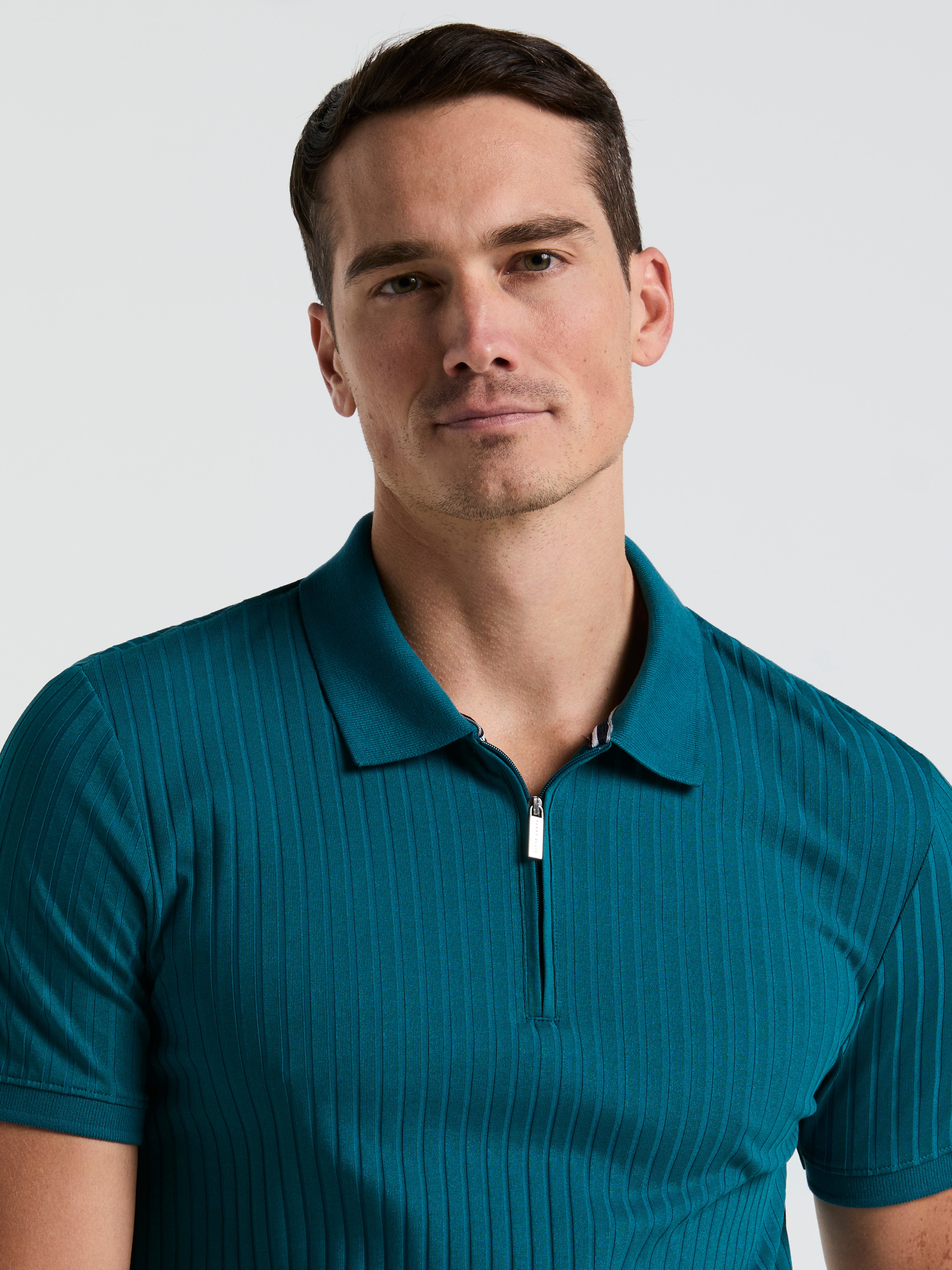 Quarter Zip Ribbed Polo – Perry Ellis