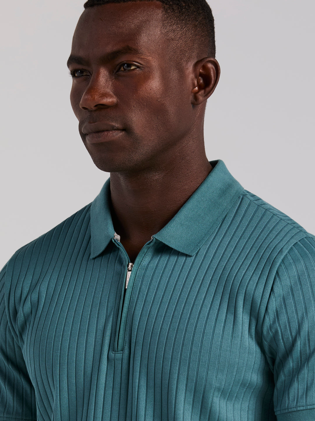 Quarter Zip Ribbed Polo (Hydro) 