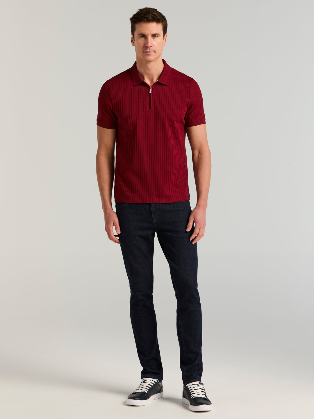 Quarter Zip Ribbed Polo (Cabernet) 
