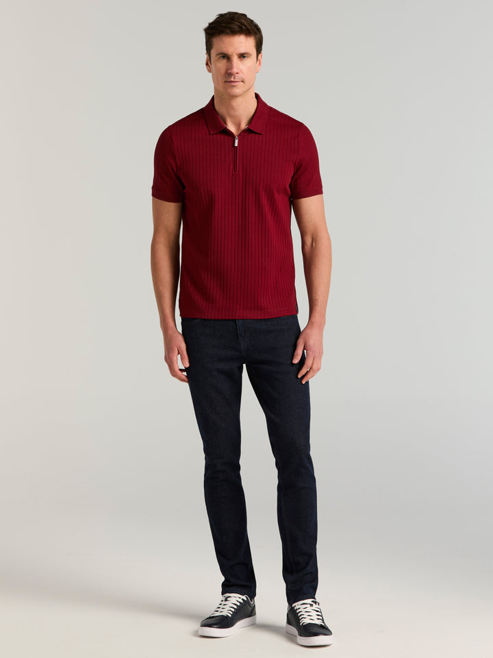 Quarter Zip Ribbed Polo (Cabernet) 