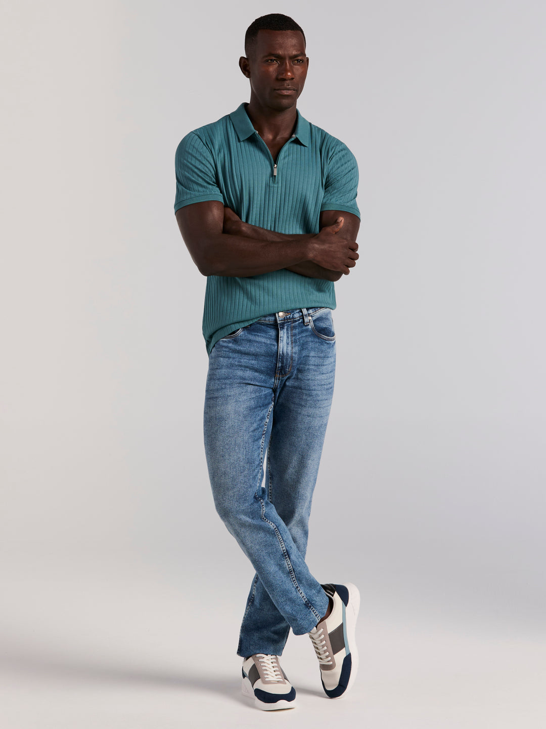 Quarter Zip Ribbed Polo (Hydro) 