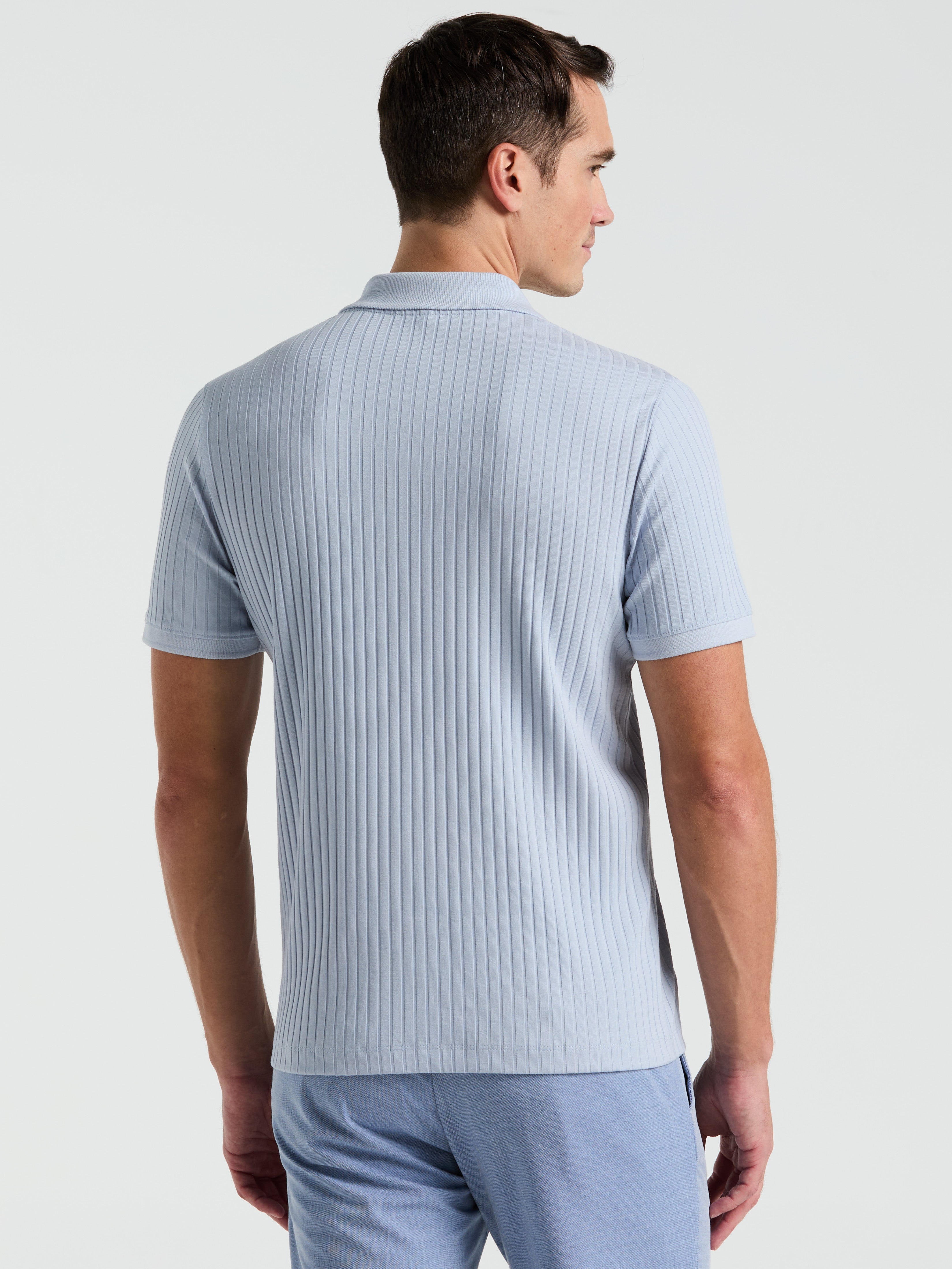 Perry Ellis Men's Quarter Zip Ribbed Polo Shirt