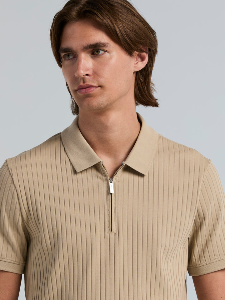 Quarter Zip Ribbed Polo (Trench Coat) 