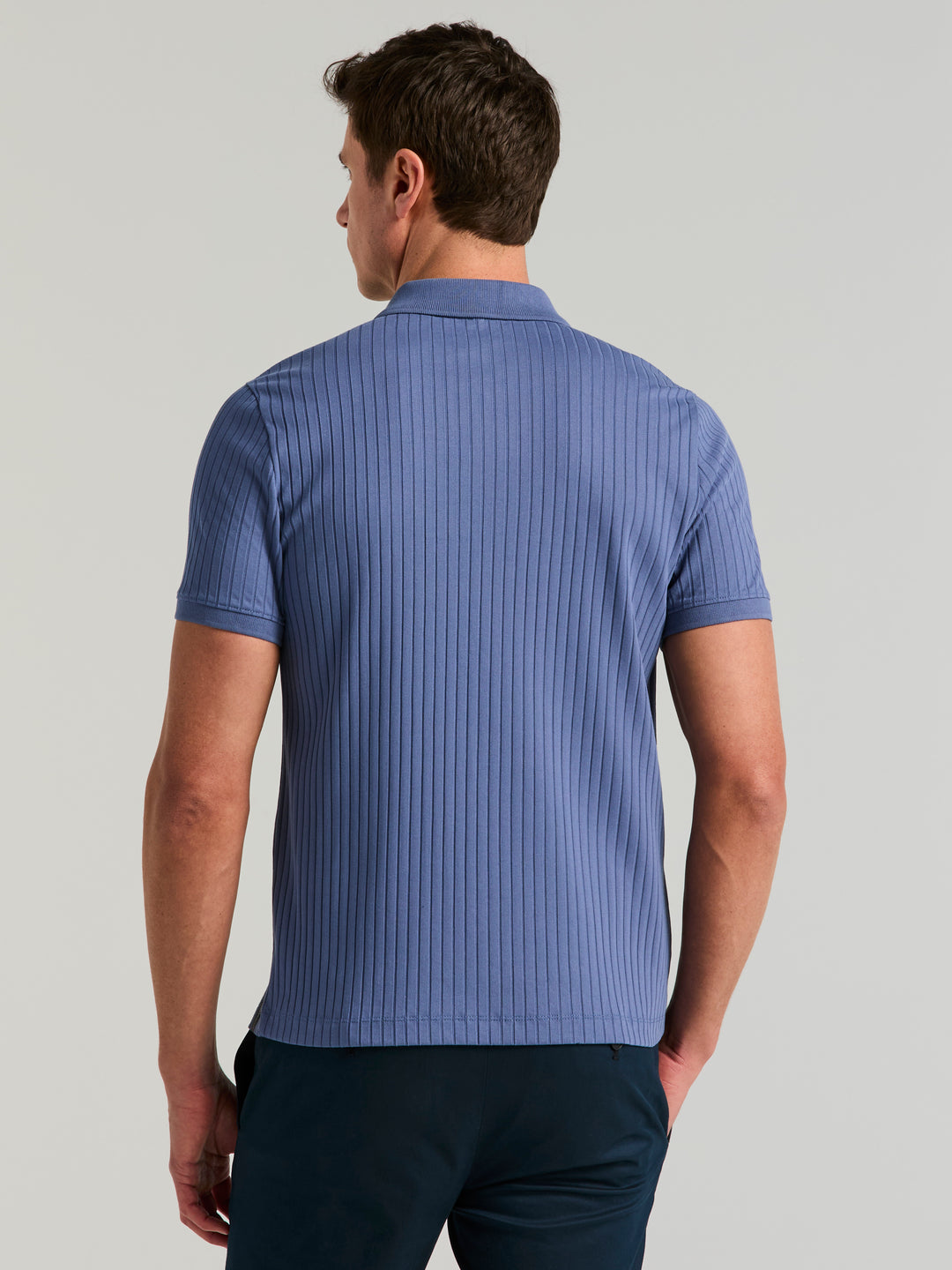 Perry Ellis Men's Quarter Zip Ribbed Polo Shirt