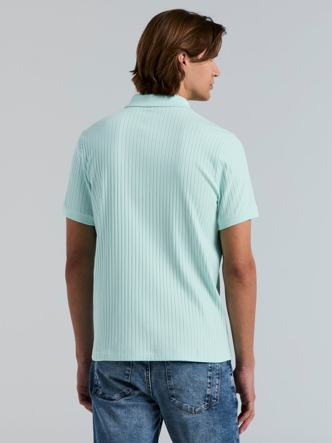 Quarter Zip Ribbed Polo (Skylight) 