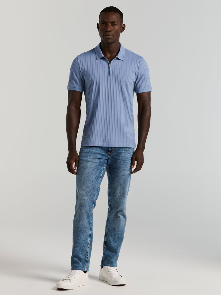 Quarter Zip Ribbed Polo (Infinity) 
