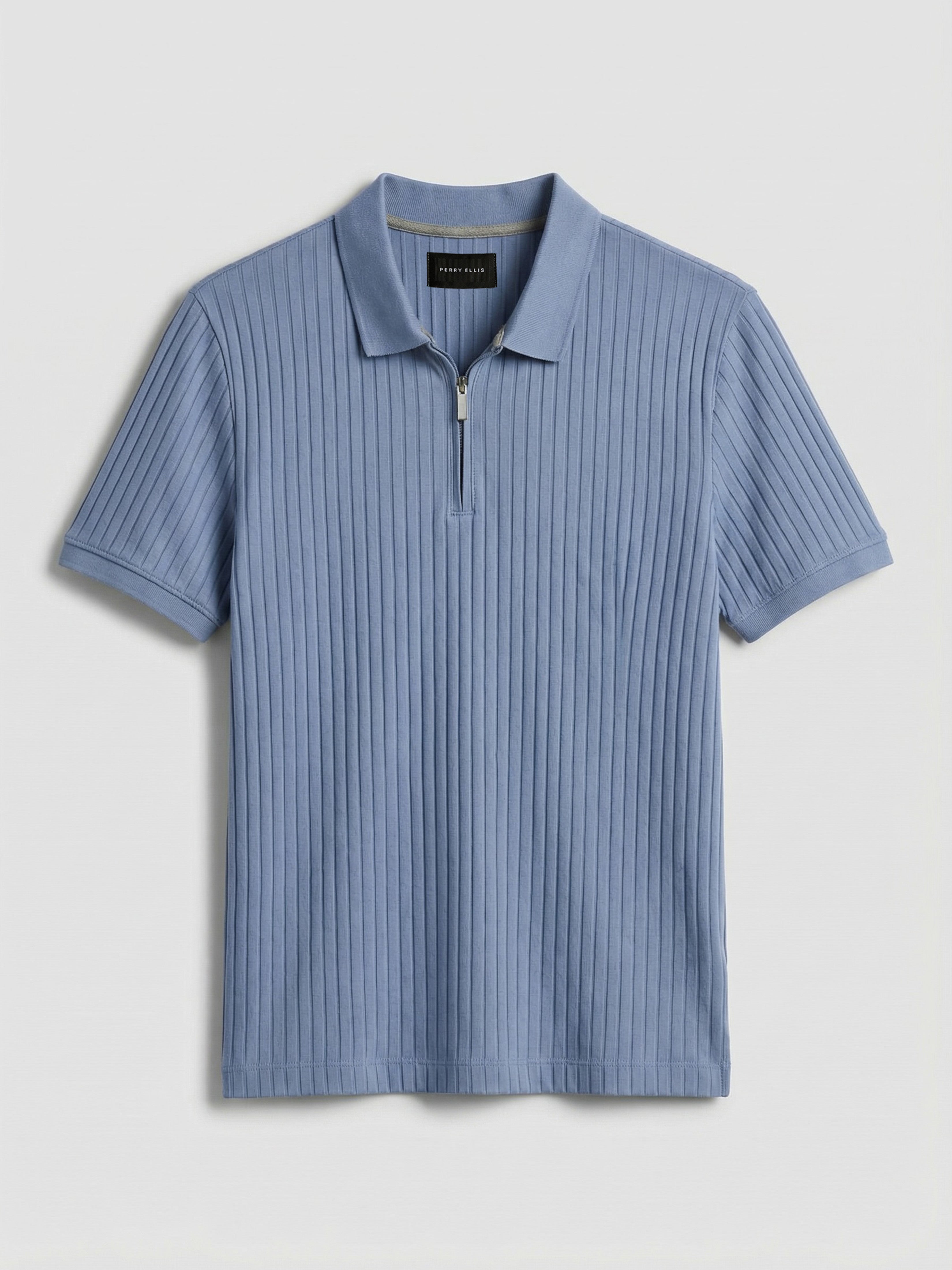 Quarter Zip Ribbed Polo – Perry Ellis