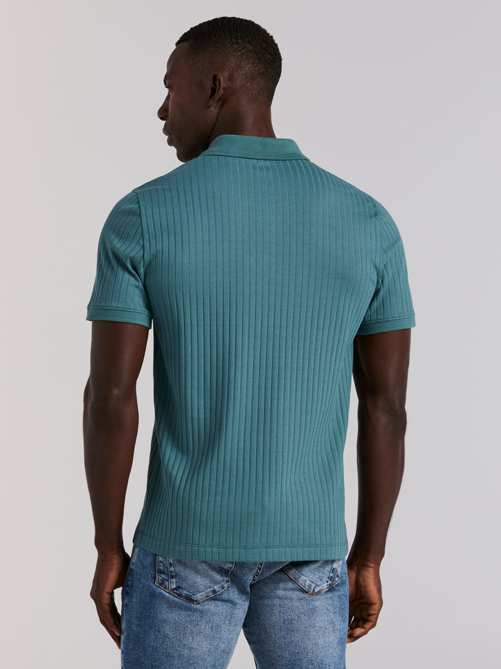 Quarter Zip Ribbed Polo (Hydro) 